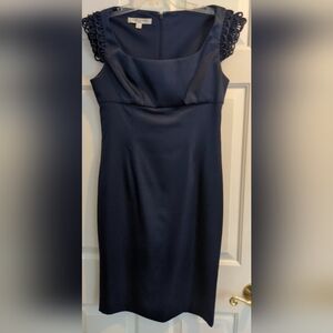 Evan Picone Blue Strapless Sheath Dress Sweetheart Neckline